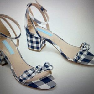 Draper James Preston Ankle Strap Heels in Navy Gingham Size 9
